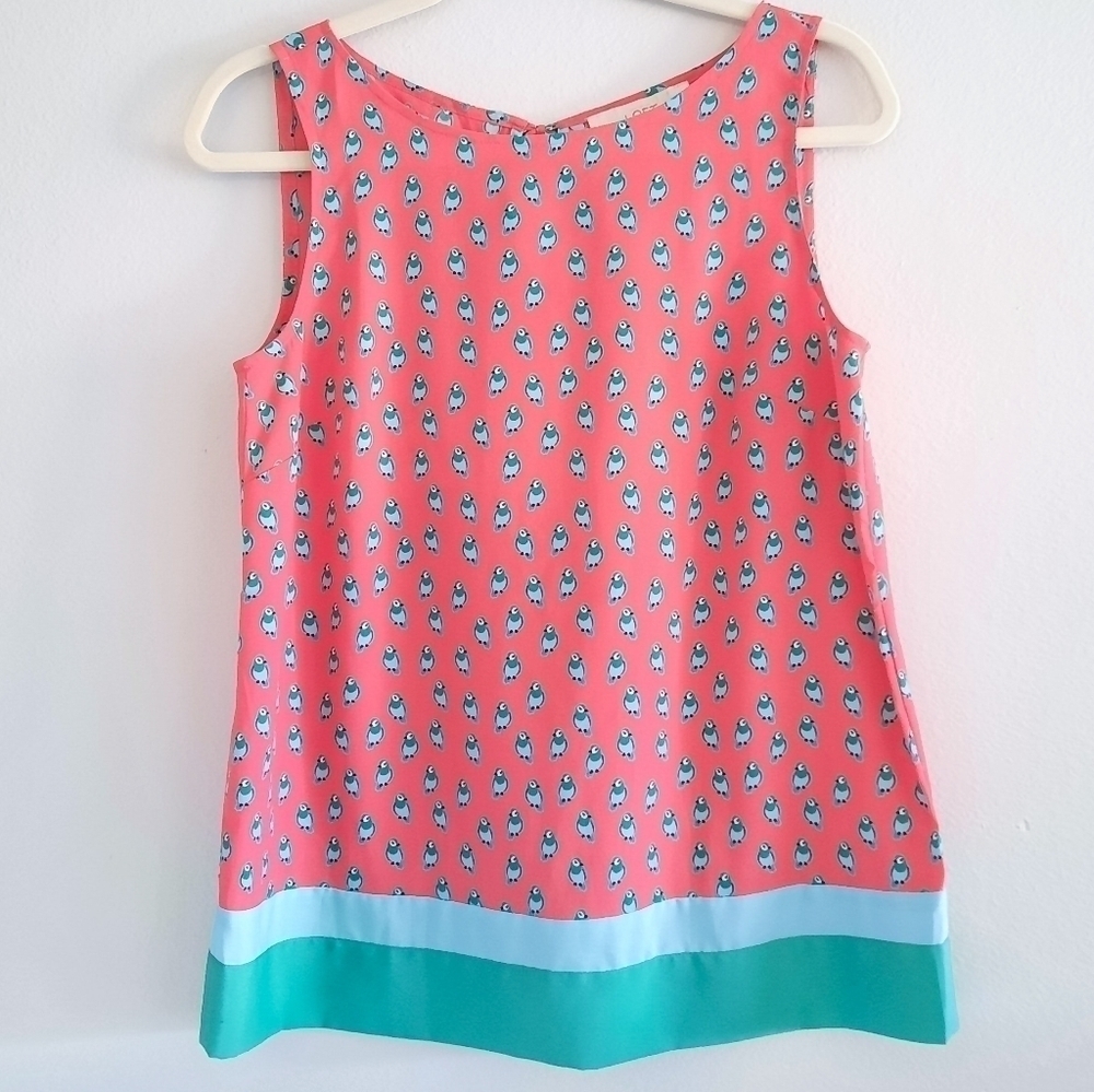 Ann Taylor Loft Lovebird Parrot Blouse S